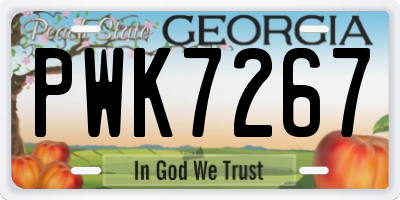 GA license plate PWK7267