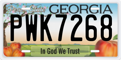 GA license plate PWK7268