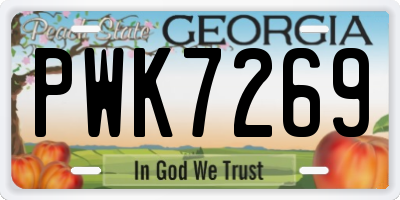 GA license plate PWK7269