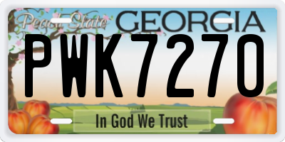 GA license plate PWK7270
