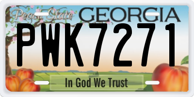 GA license plate PWK7271