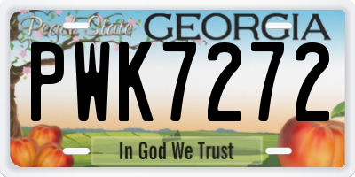 GA license plate PWK7272