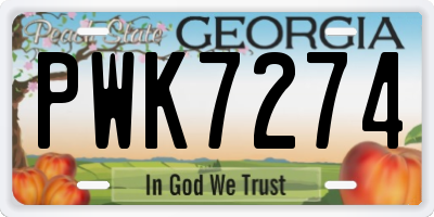GA license plate PWK7274
