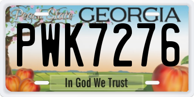 GA license plate PWK7276