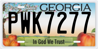 GA license plate PWK7277