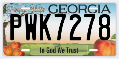 GA license plate PWK7278