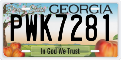 GA license plate PWK7281