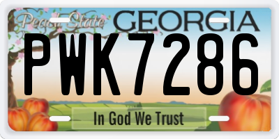 GA license plate PWK7286