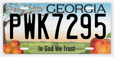 GA license plate PWK7295