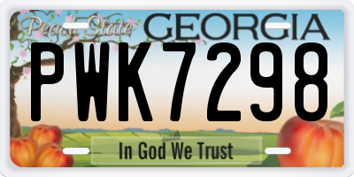 GA license plate PWK7298