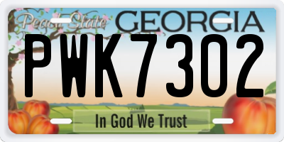 GA license plate PWK7302