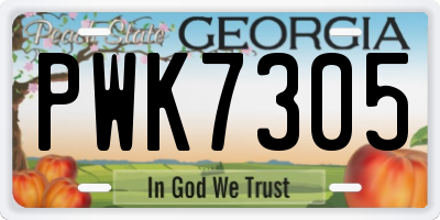 GA license plate PWK7305
