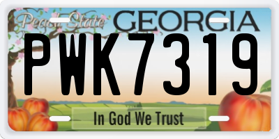 GA license plate PWK7319