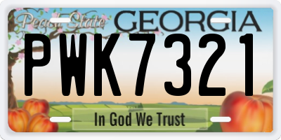 GA license plate PWK7321
