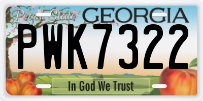 GA license plate PWK7322