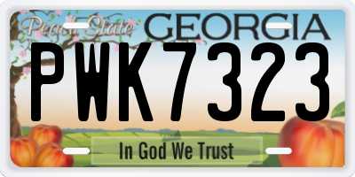 GA license plate PWK7323