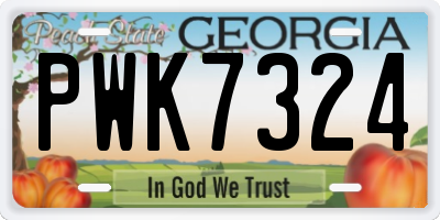 GA license plate PWK7324