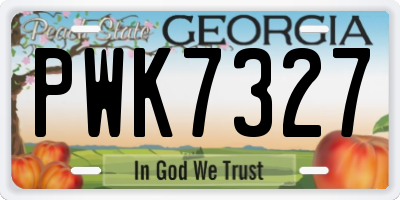 GA license plate PWK7327