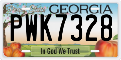 GA license plate PWK7328