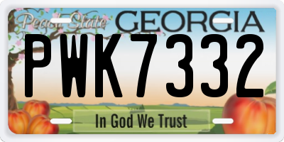 GA license plate PWK7332