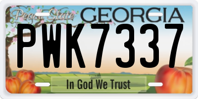 GA license plate PWK7337