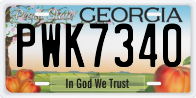 GA license plate PWK7340