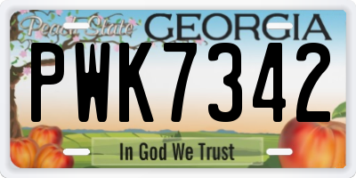 GA license plate PWK7342