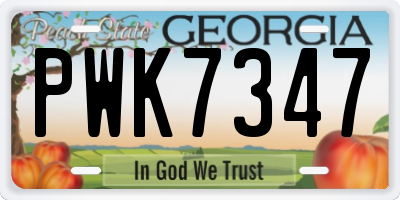 GA license plate PWK7347