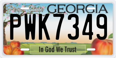 GA license plate PWK7349