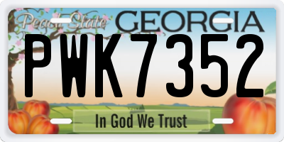 GA license plate PWK7352