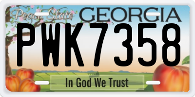 GA license plate PWK7358