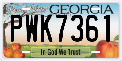 GA license plate PWK7361