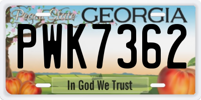 GA license plate PWK7362