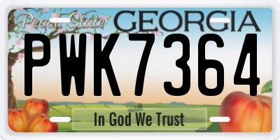 GA license plate PWK7364