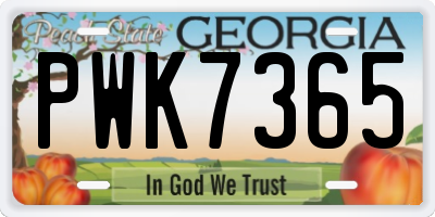 GA license plate PWK7365