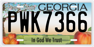 GA license plate PWK7366
