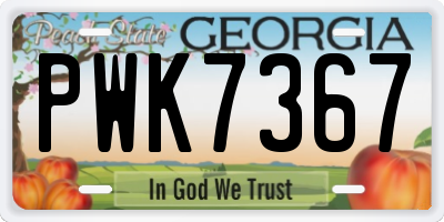 GA license plate PWK7367