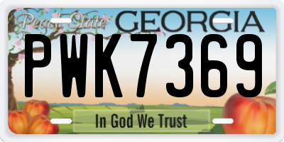 GA license plate PWK7369