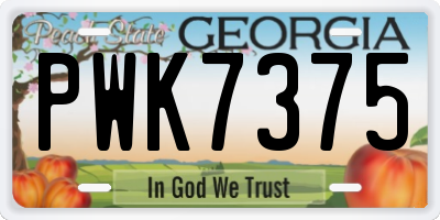 GA license plate PWK7375