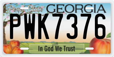 GA license plate PWK7376