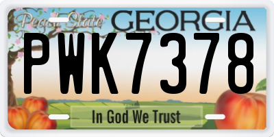 GA license plate PWK7378
