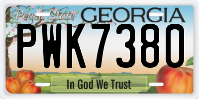 GA license plate PWK7380