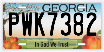 GA license plate PWK7382