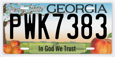 GA license plate PWK7383