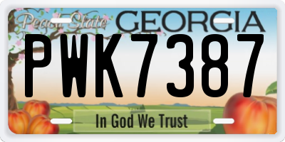 GA license plate PWK7387