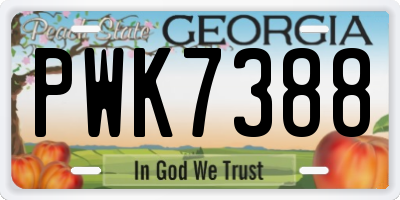 GA license plate PWK7388