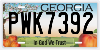GA license plate PWK7392