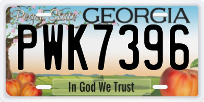 GA license plate PWK7396