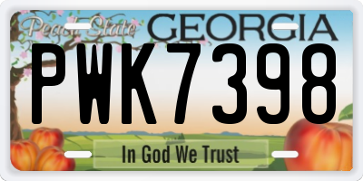 GA license plate PWK7398