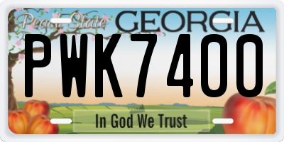 GA license plate PWK7400